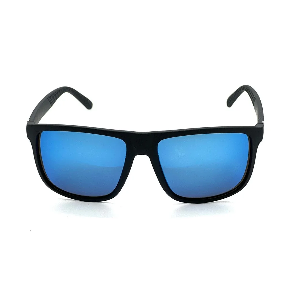 Men's Black Rectangular Sunglasses Blue Mirrored‎ Lenses PC Frame Lentes Gafas